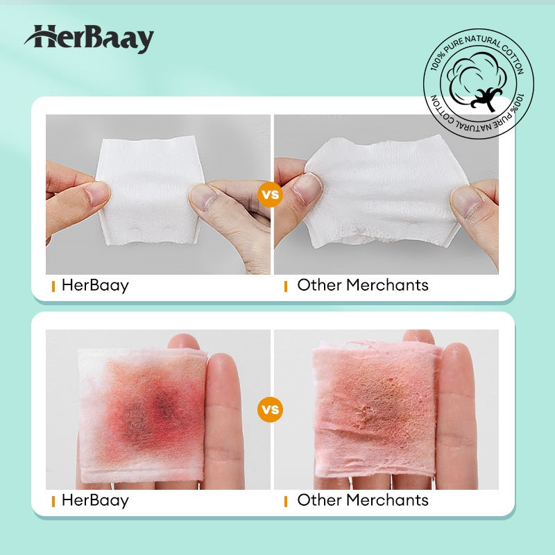 【Buy More Save More】HerBaay Paket Makeup Efisien Micellar Water 145ml + Facial Cotton Pads 200pcs Tebal