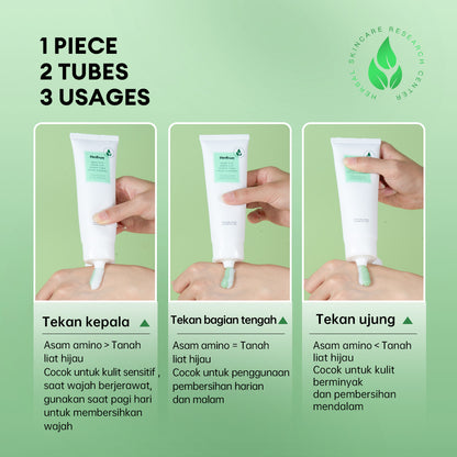 HerBaay 7 Plus Amino Acids Facial Wash untuk Kulit Berjerawat & Sensitif Soothing Gentle Cleanser Face Wash